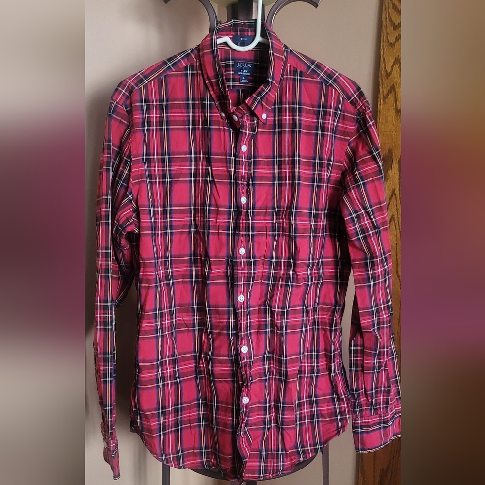 J. Crew slim plaid button-up shirt L